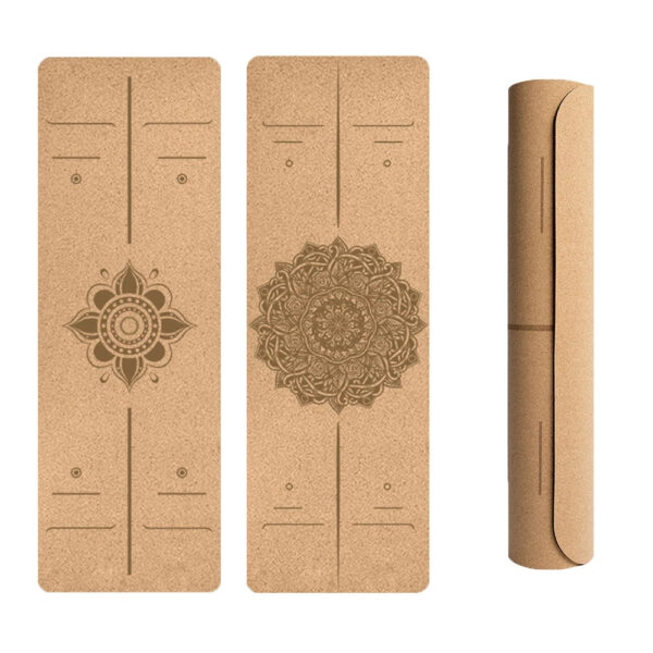 183cm TPE Natural Cork Anti-Skid Yoga Mat with Position Line - Sweatproof, Tear-Resistant, Perfect for Sports, Fitness, Pilates