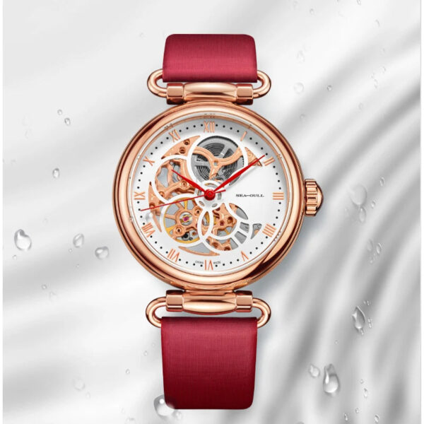 2022 Seagull Fashion Women's Watch Leather Strap Waterproof Automatic Full Hollow Mechanical For Women Watch 811.11.6002 - Image 8