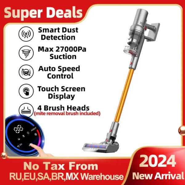 ABIR VC205 Cordless Handheld Vacuum Cleaner,27000PA,Touch Screen,Smart Dust Sensor,Auto Speed Control for Home Bed Carpet Clean