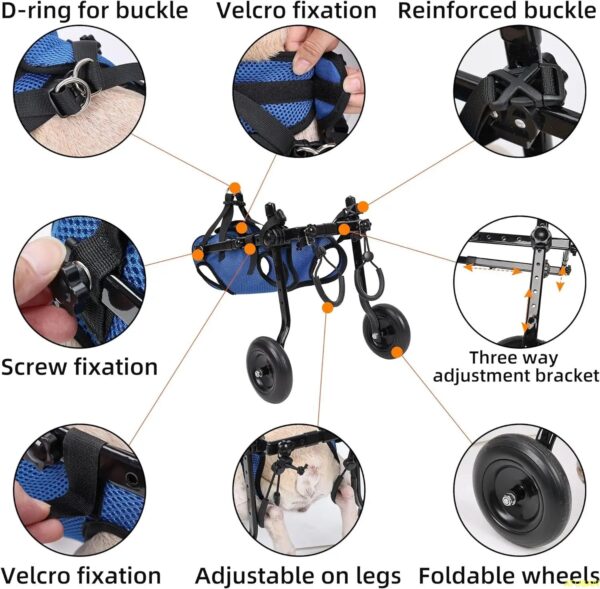 ATUBAN Adjustable Small Dog Wheelchair - Mobility Aid for Disabled Pets (8-20 Pounds) - Image 3