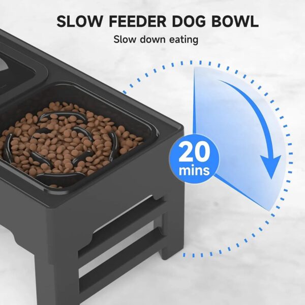 ELS PET Adjustable Raised Dog Bowls with Slow Feeder and Non-Spill Water Bowl for Pets - Image 8