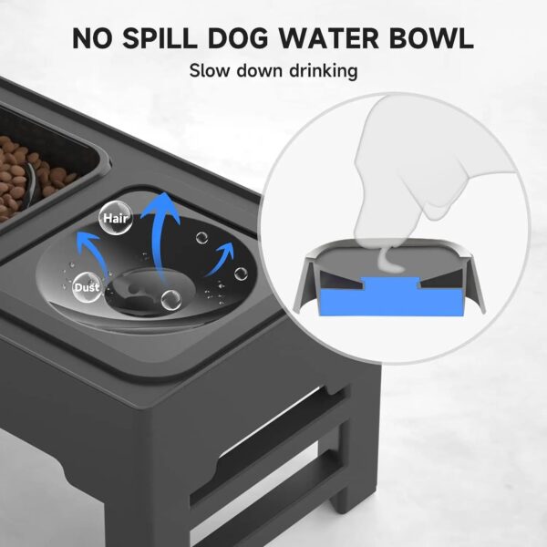 ELS PET Adjustable Raised Dog Bowls with Slow Feeder and Non-Spill Water Bowl for Pets - Image 9