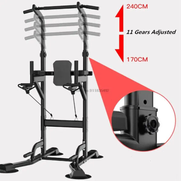 Multifunction Gym Fitness Pull-Up Rack & Horizontal Bar Set for Muscle Training with Drawstring Handle - Image 8