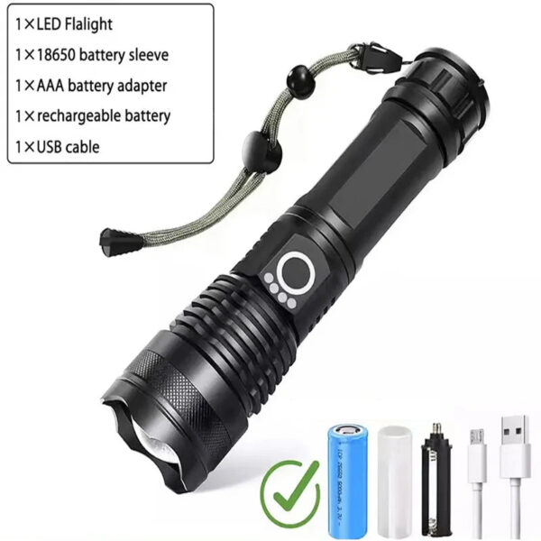 High Power XHP100 Led Flashlight Rechargeable 4 Core Torch Zoom Usb Hand Lantern For Camping, Outdoor & Emergency Use - Image 2