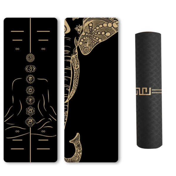 Luxury Black Gold 6mm TPE Non-Slip Yoga Mat for Fitness and Exercise - Image 5