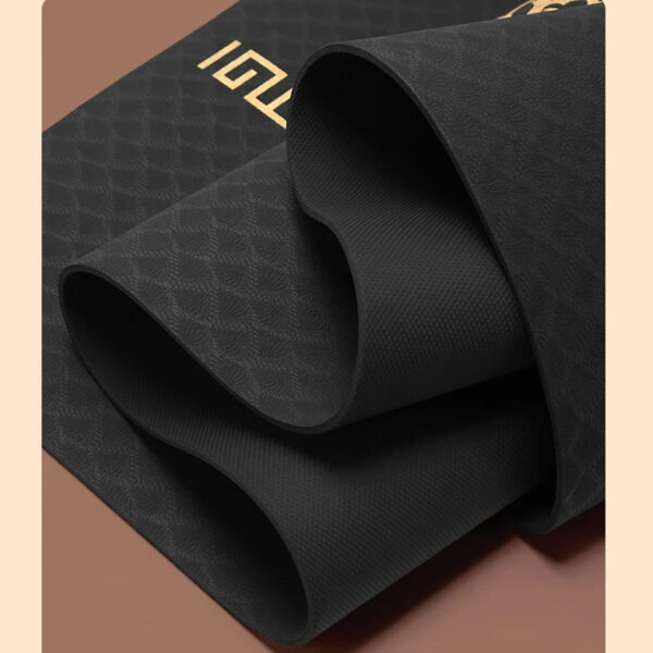 Luxury Black Gold 6mm TPE Non-Slip Yoga Mat for Fitness and Exercise - Image 9