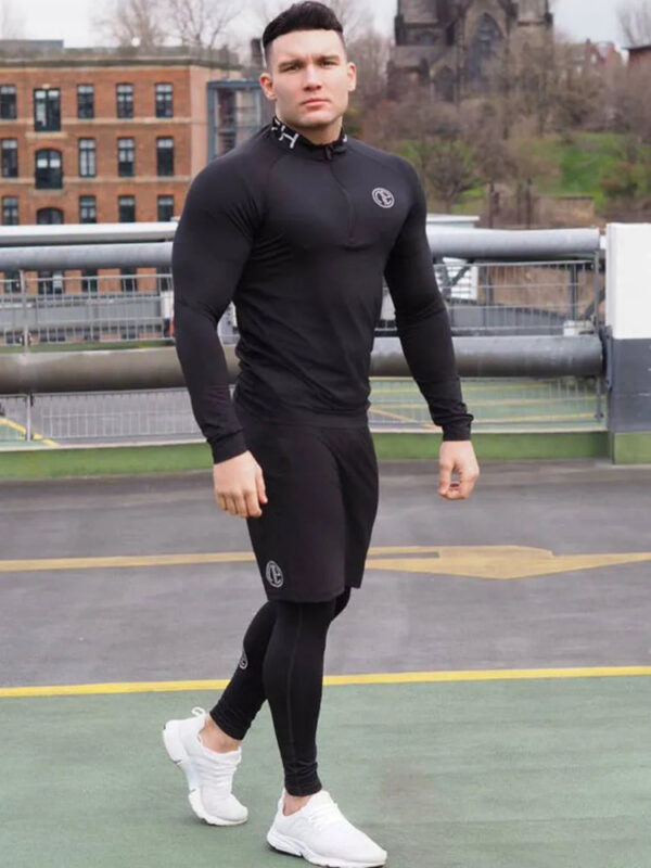 Men's 3-Piece Skinny Fitness Tracksuit Set: Long Sleeve Sportswear + 2-in-1 Cycling Leggings