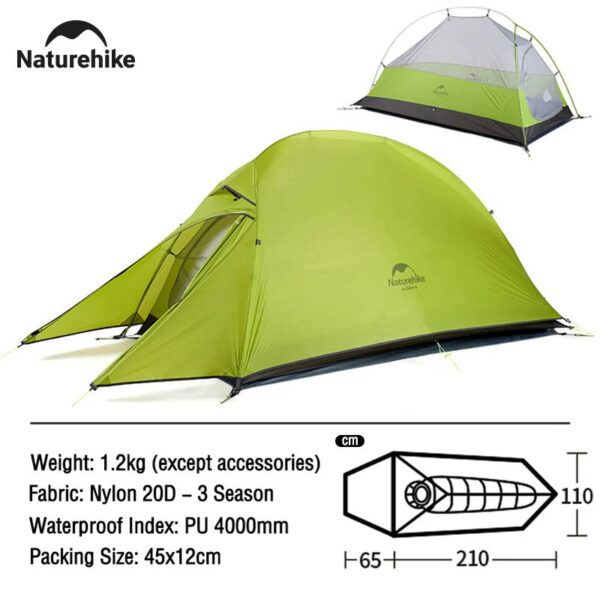 Naturehike Camping Tent Ultralight Portable Cloud Up 1 Person Shelter Tent Folding Backpack Waterproof Tent Travel Beach Tent - Image 2