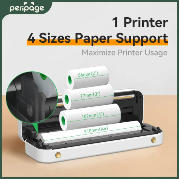 Peripage A4 Printer Paper Mini Inkless A40 Portable Thermal Wireless Bluetooth Printer Maker for Phone Photo Document Office Use - Image 2