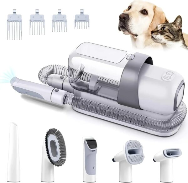 Pet Grooming Kit - Dog Grooming Clippers with 2.3L Vacuum Suction (99% Pet Hair) - Pet Water Blower Vacuum (Low Noise) - 5 Pet Grooming Tools - Image 2