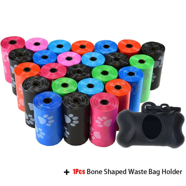 Disposable Dog Waste Bags - 75-Pack with Leash Clip & Bone Dispenser