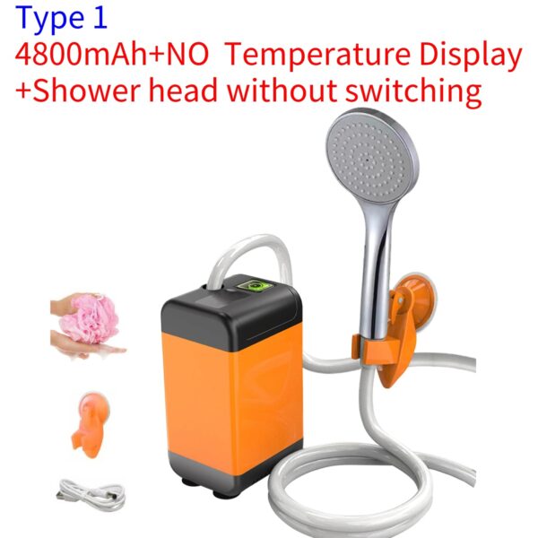 Rechargeable Portable Camping Shower with Digital Display for Outdoor Hiking and Traveling - Image 4