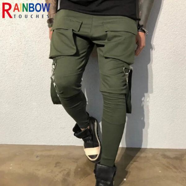 Rainbowtouches Men's Sports Stretch Tights - Sweat Absorbing, Breathable, Multi-Pocket Fitness Cargo Pants - Image 9