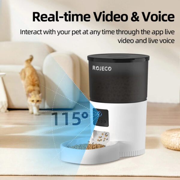 ROJECO Automatic Cat Feeder With Camera Video Cat Food Dispenser Pet Smart Voice Recorder Remote Control Auto Feeder For Cat Dog - Image 4