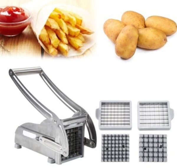 Stainless Steel French Fry and Potato Cutter with 2 Blades - Image 2