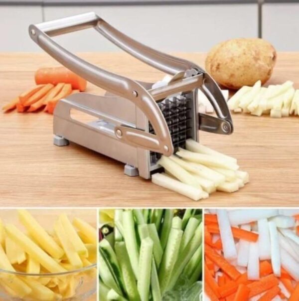 Stainless Steel French Fry and Potato Cutter with 2 Blades - Image 3