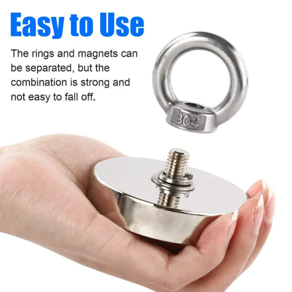 Super Strong Neodymium Fishing Magnet Hook N52 Heavy Duty Rare Earth Magnet with Countersunk Hole Eyebolt 16-90mm Salvage Magnet - Image 6