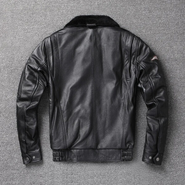 Vintage Genuine Leather Jacket Men Flight Jackets Natural Fur Collar Aviation Bomber Coats Mens Motorcycle Jackets Biker Coats - Image 2