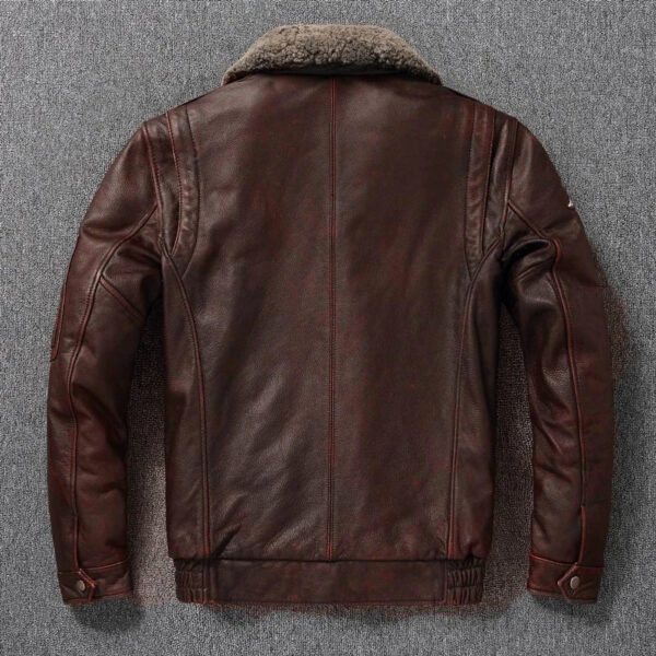 Vintage Genuine Leather Jacket Men Flight Jackets Natural Fur Collar Aviation Bomber Coats Mens Motorcycle Jackets Biker Coats - Image 8